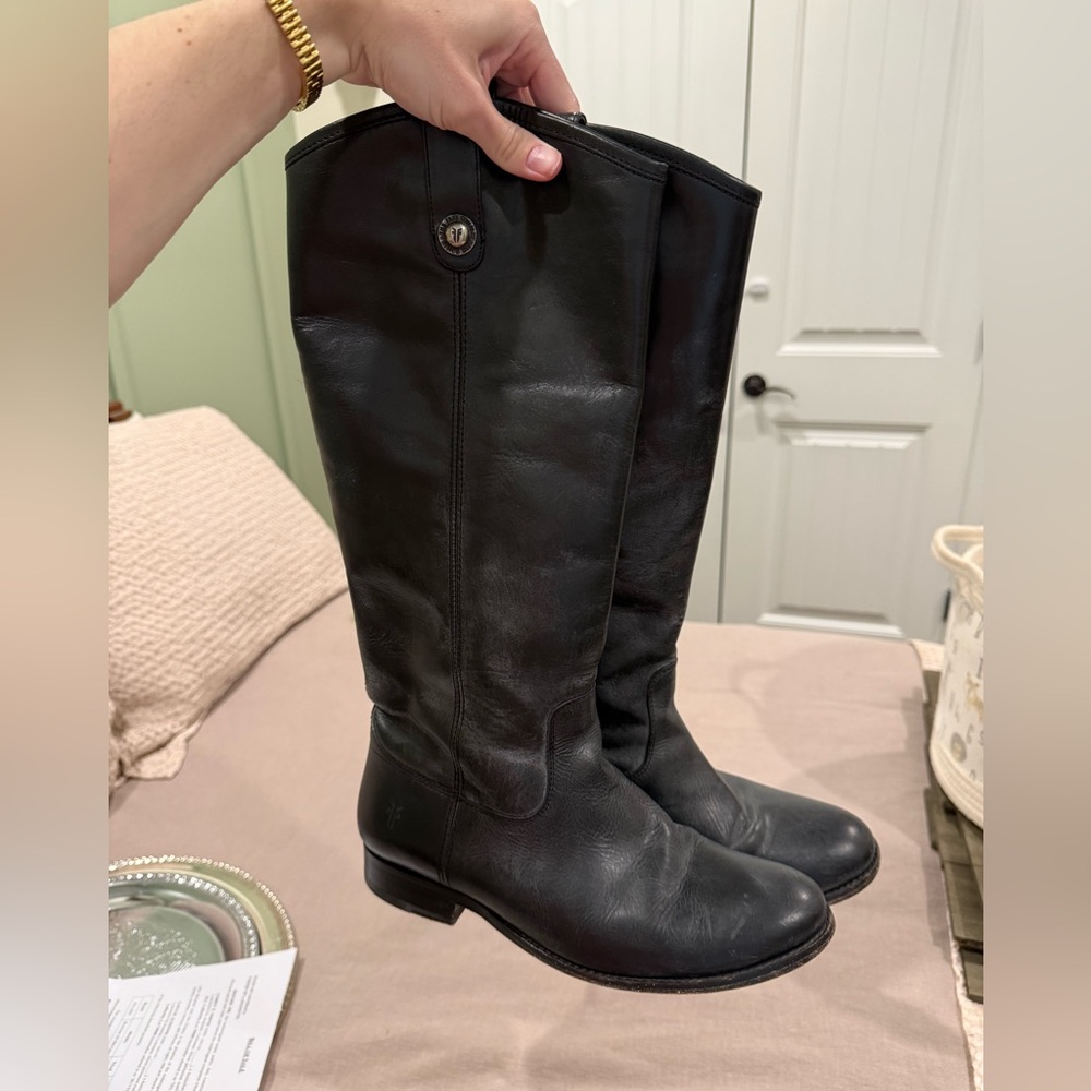 Frye Black Leather Over-the-Knee Boots